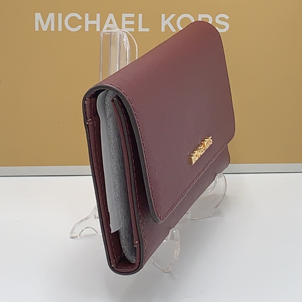 MICHAEL KORS JET SET TRAVEL LG TRIFOLD MERLOT - Picture 6 of 16